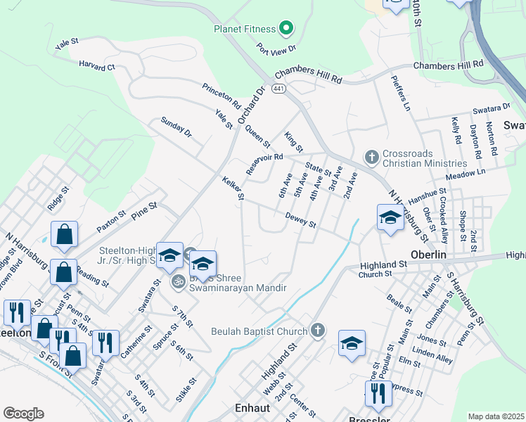 map of restaurants, bars, coffee shops, grocery stores, and more near 903 Manor Drive in Harrisburg