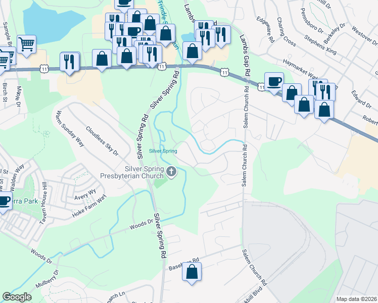 map of restaurants, bars, coffee shops, grocery stores, and more near 121 Presbyterian Dr in Mechanicsburg
