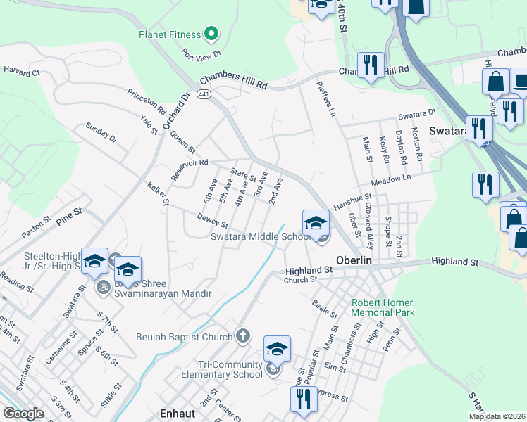 map of restaurants, bars, coffee shops, grocery stores, and more near 1113 2nd Avenue in Harrisburg