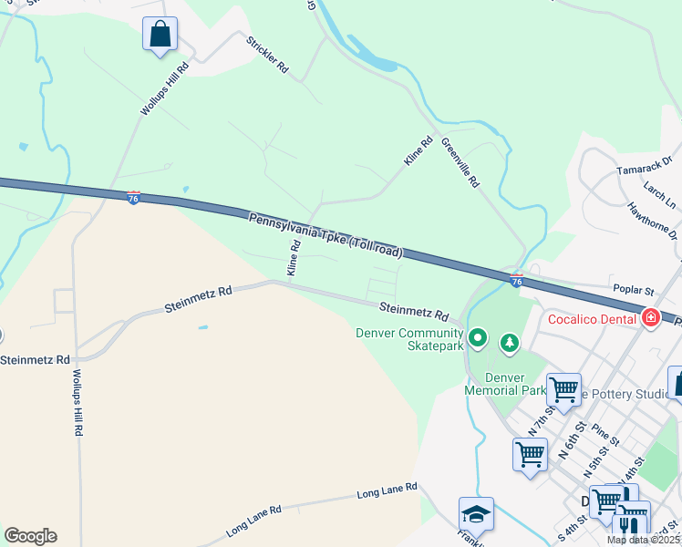 map of restaurants, bars, coffee shops, grocery stores, and more near 25 Bridle Path Way in Stevens