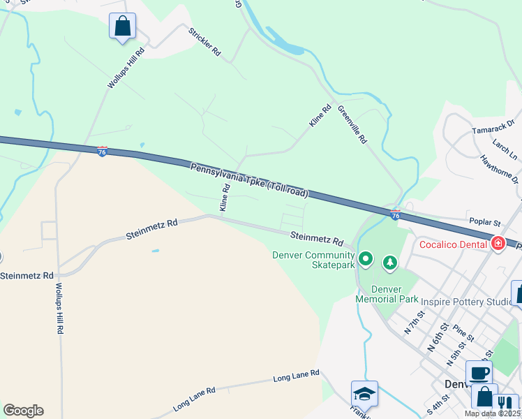 map of restaurants, bars, coffee shops, grocery stores, and more near 25 Bridle Path Way in Stevens