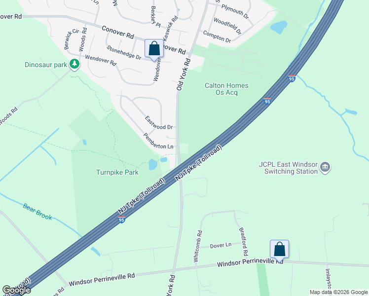 map of restaurants, bars, coffee shops, grocery stores, and more near 873 Old York Road in East Windsor