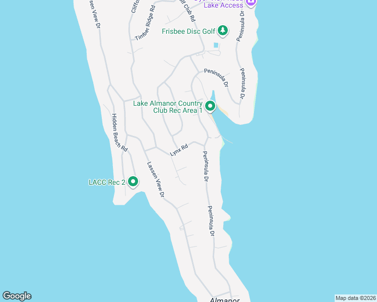 map of restaurants, bars, coffee shops, grocery stores, and more near 1205 Lynx Road in Lake Almanor Country Club