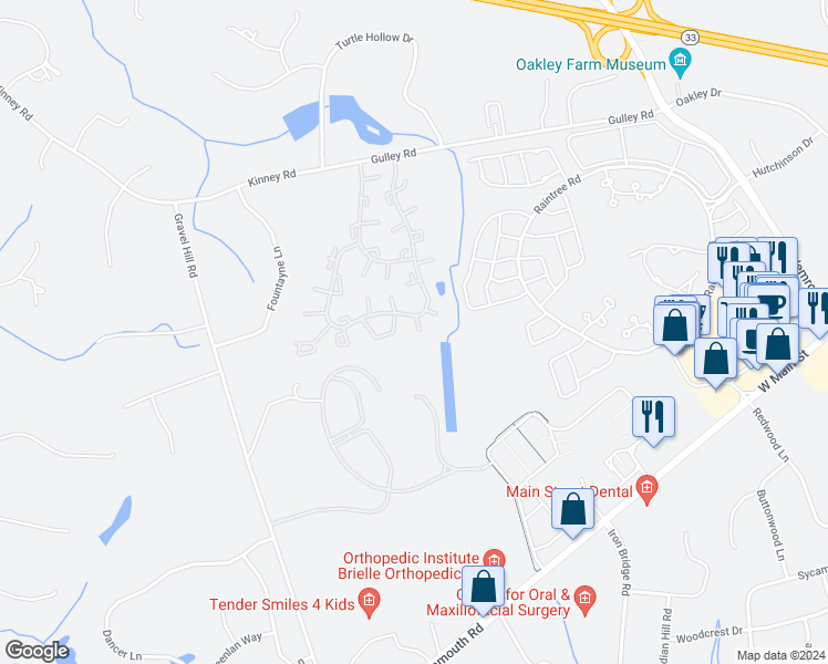 map of restaurants, bars, coffee shops, grocery stores, and more near 10 Victoria Court in Freehold