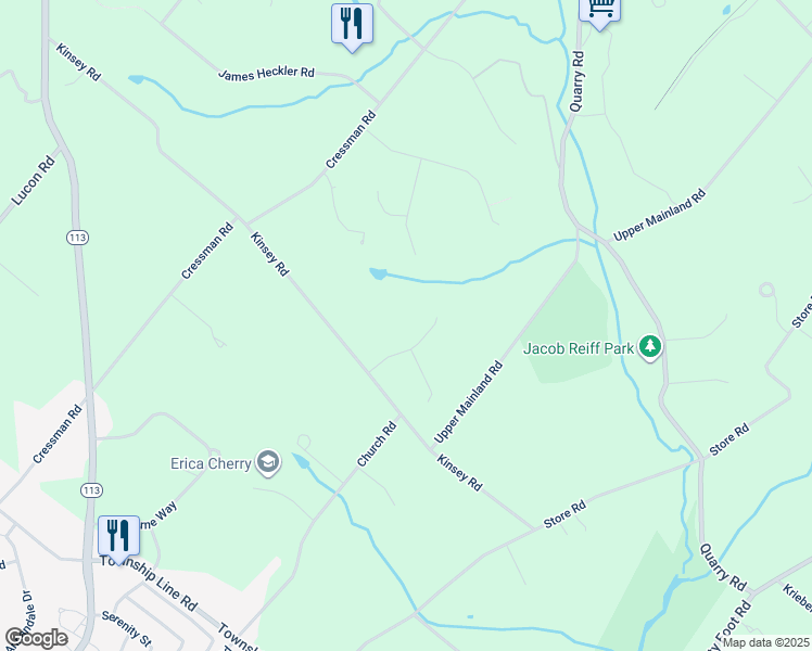map of restaurants, bars, coffee shops, grocery stores, and more near 849 April Hill Way in Harleysville