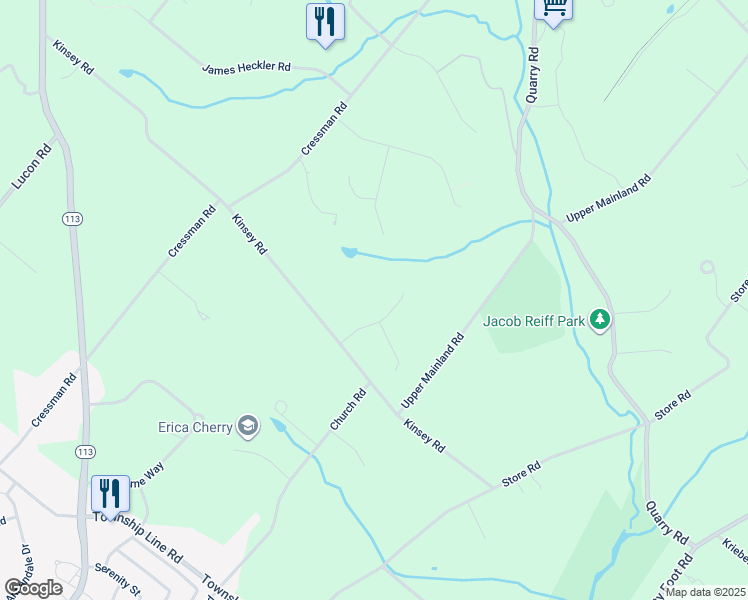 map of restaurants, bars, coffee shops, grocery stores, and more near 849 April Hill Way in Harleysville