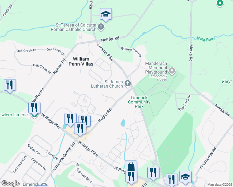 map of restaurants, bars, coffee shops, grocery stores, and more near 770 Doe Court in Royersford