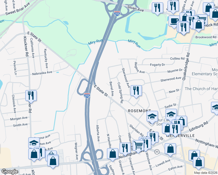 map of restaurants, bars, coffee shops, grocery stores, and more near 3 Heisler Avenue in Hamilton Township