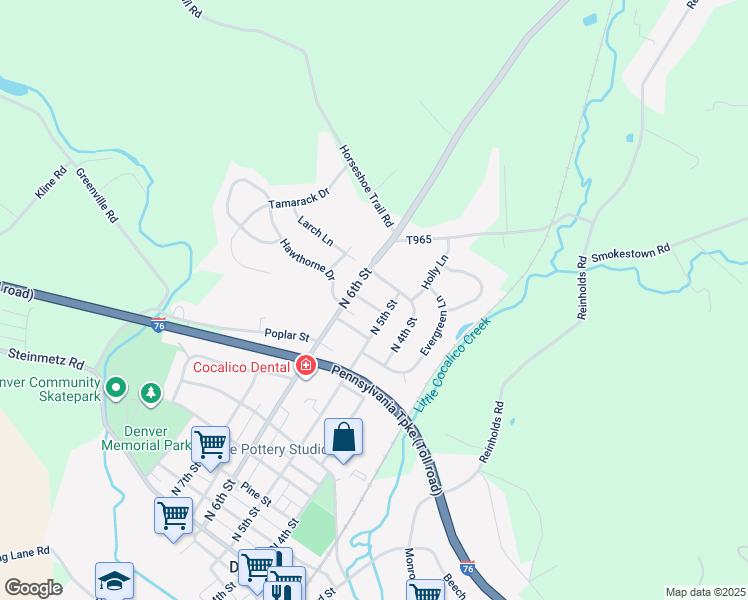 map of restaurants, bars, coffee shops, grocery stores, and more near 519 Elm Street in Denver