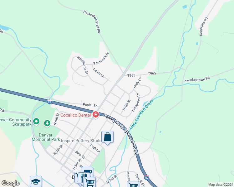 map of restaurants, bars, coffee shops, grocery stores, and more near 519 Elm Street in Denver