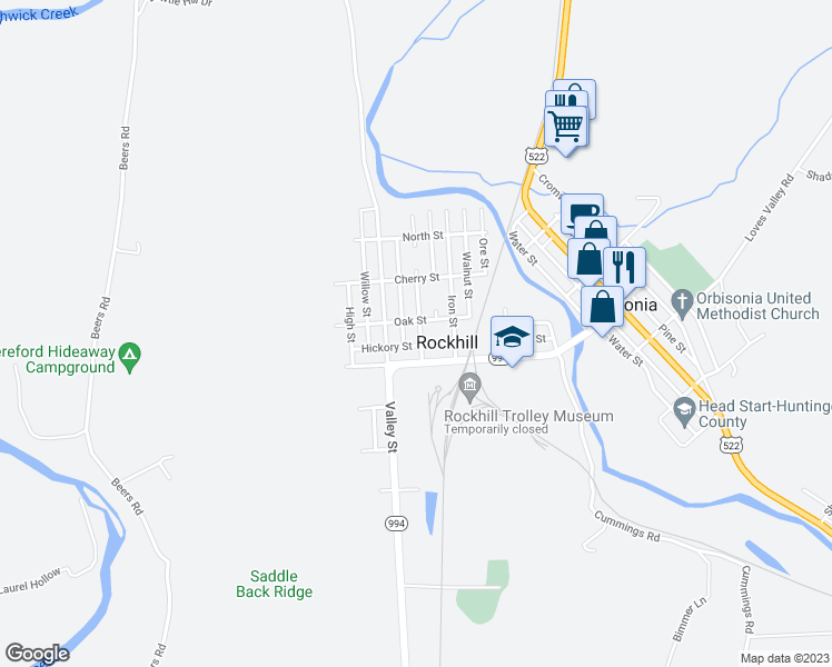 map of restaurants, bars, coffee shops, grocery stores, and more near 426 Culvert Street in Rockhill