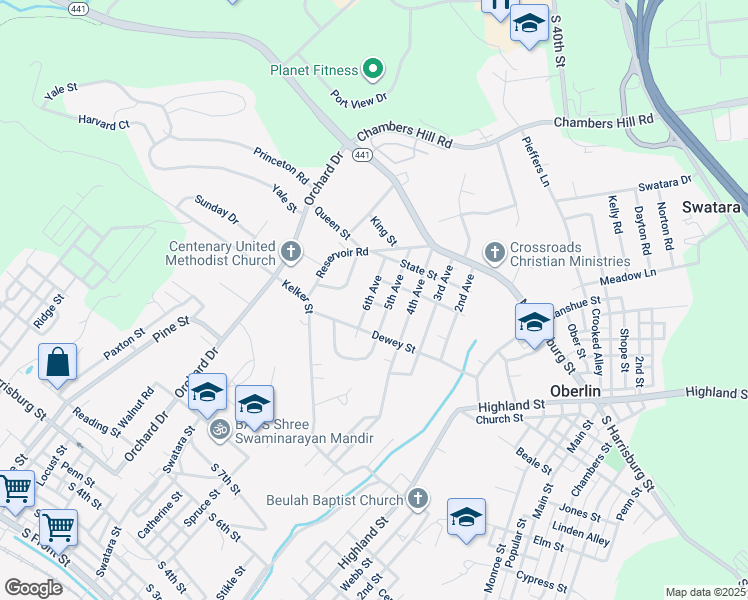 map of restaurants, bars, coffee shops, grocery stores, and more near 1087 5th Avenue in Harrisburg