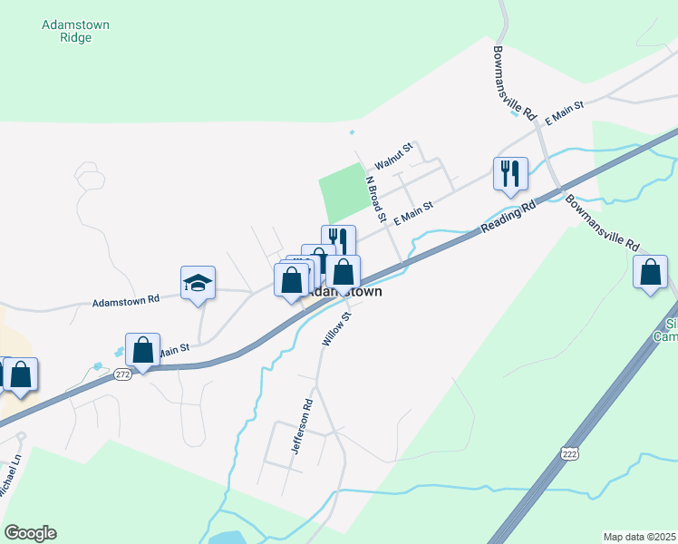 map of restaurants, bars, coffee shops, grocery stores, and more near 26 Willow Street in Reinholds