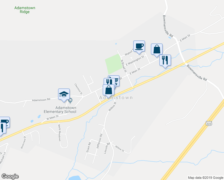 map of restaurants, bars, coffee shops, grocery stores, and more near 26 Willow Street in Reinholds