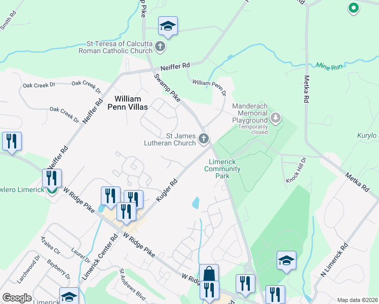 map of restaurants, bars, coffee shops, grocery stores, and more near 770 Doe Court in Royersford