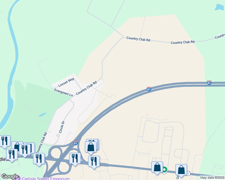 map of restaurants, bars, coffee shops, grocery stores, and more near 1 GARNER LN in Carlisle