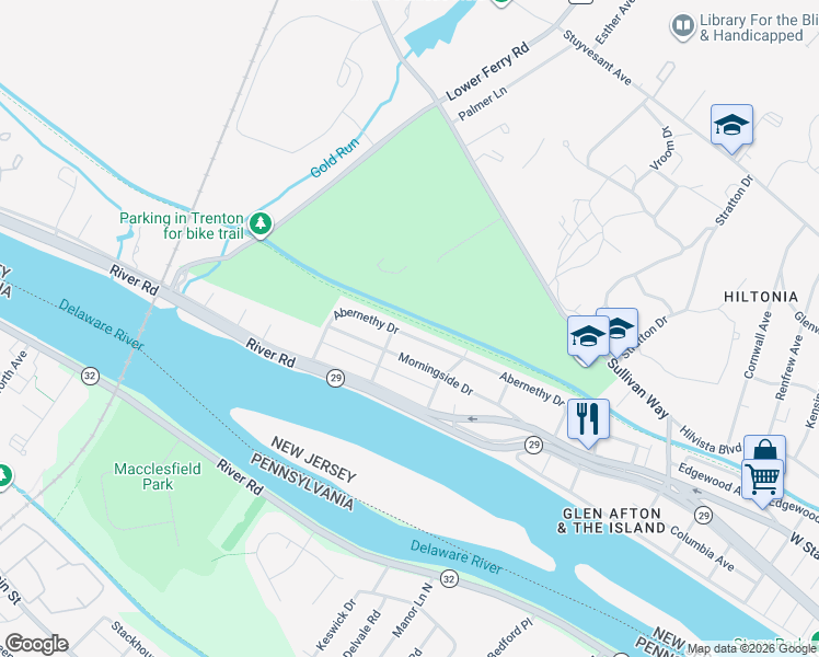 map of restaurants, bars, coffee shops, grocery stores, and more near 141 Labarre Avenue in Trenton