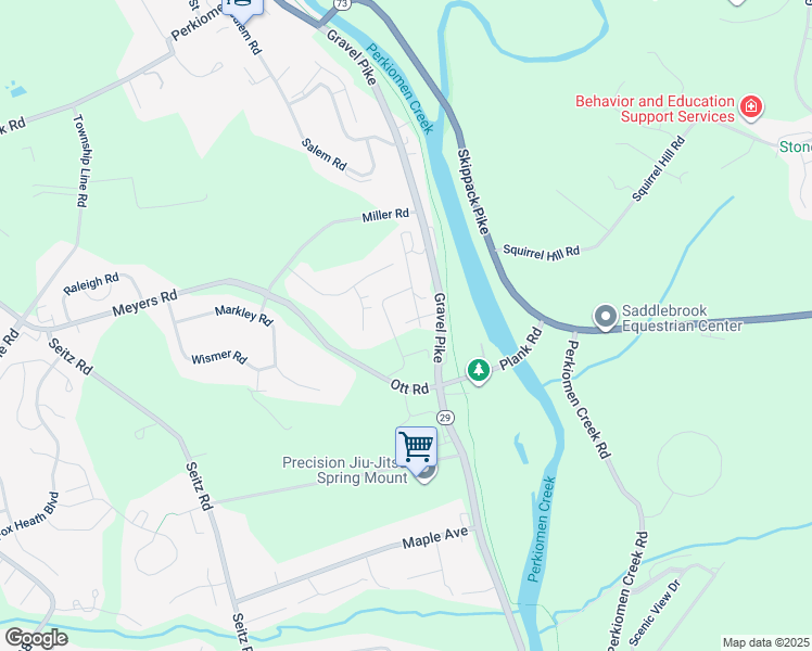 map of restaurants, bars, coffee shops, grocery stores, and more near 921 Gravel Pike in Schwenksville