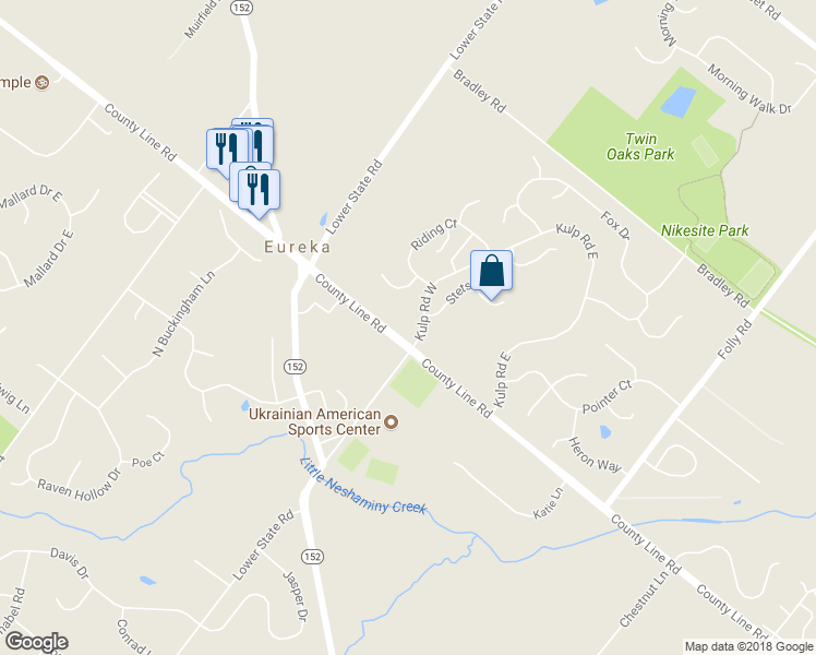 map of restaurants, bars, coffee shops, grocery stores, and more near 103 Kulp Road West in Chalfont