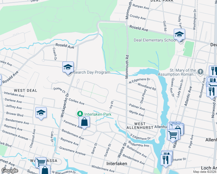 map of restaurants, bars, coffee shops, grocery stores, and more near 32 Bruns Road in Allenhurst