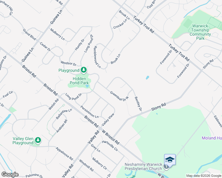 map of restaurants, bars, coffee shops, grocery stores, and more near 1493 Greenleaf Drive North in Warrington