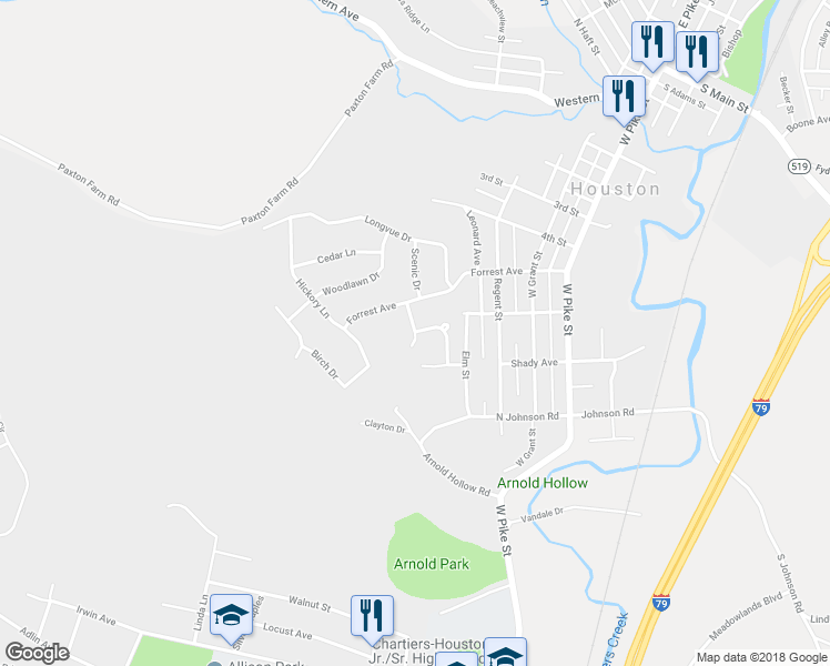 map of restaurants, bars, coffee shops, grocery stores, and more near 814 Woodside Drive in Houston