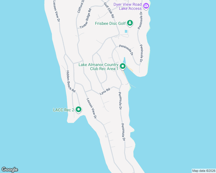 map of restaurants, bars, coffee shops, grocery stores, and more near 1205 Lynx Road in Lake Almanor Country Club