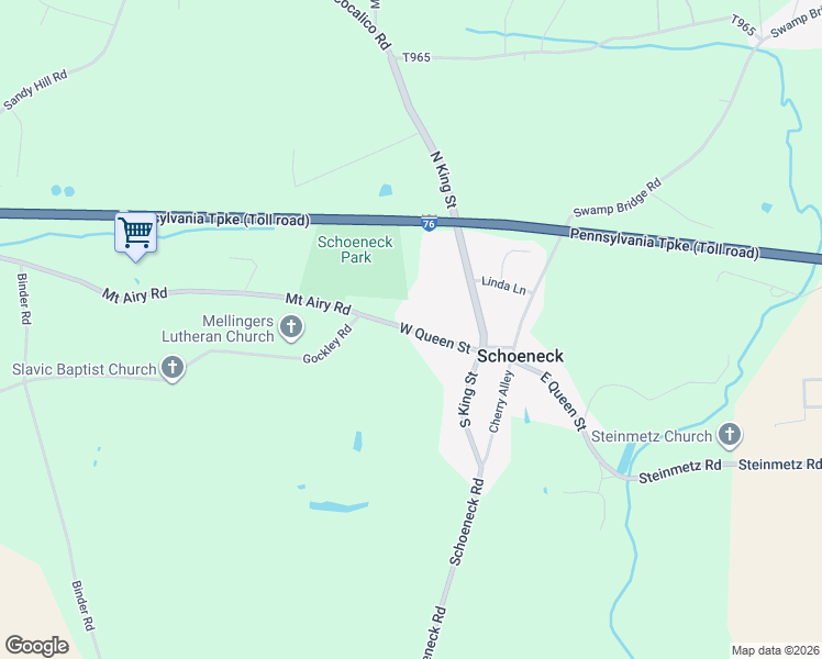 map of restaurants, bars, coffee shops, grocery stores, and more near 80 West Queen Street in Stevens