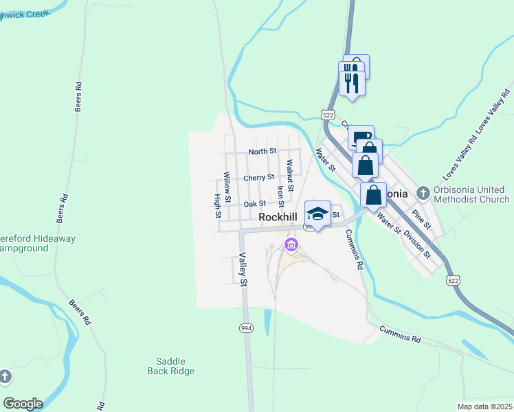map of restaurants, bars, coffee shops, grocery stores, and more near 426 Culvert Street in Rockhill