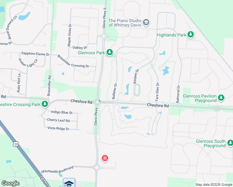 map of restaurants, bars, coffee shops, grocery stores, and more near 1011 Ballater Drive in Delaware