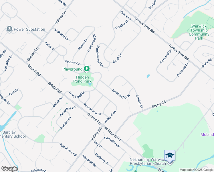 map of restaurants, bars, coffee shops, grocery stores, and more near 1474 Greenleaf Drive North in Warrington