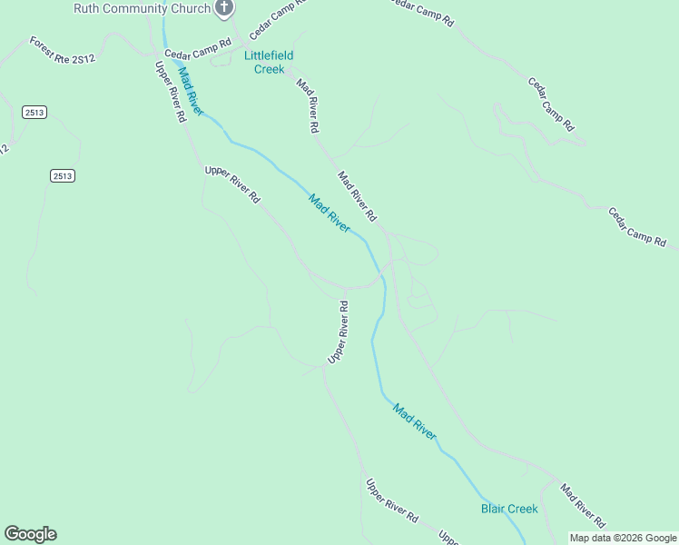 map of restaurants, bars, coffee shops, grocery stores, and more near Upper River Road in Mad River