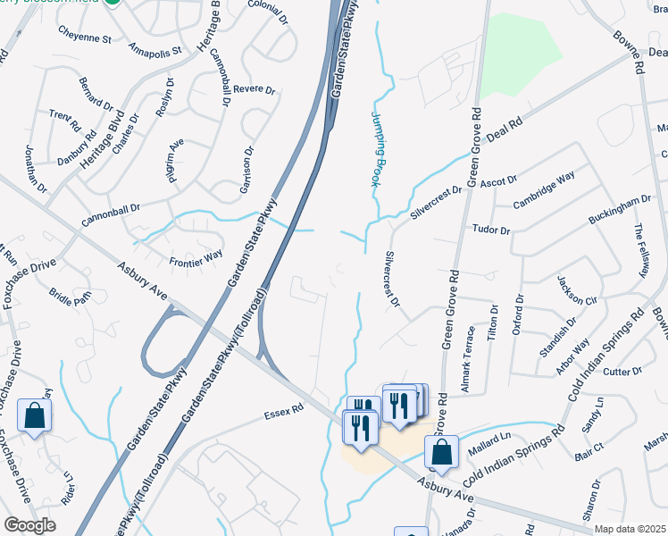 map of restaurants, bars, coffee shops, grocery stores, and more near 44 Pine Street in Tinton Falls