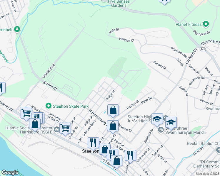 map of restaurants, bars, coffee shops, grocery stores, and more near 592 Lincoln Street in Steelton