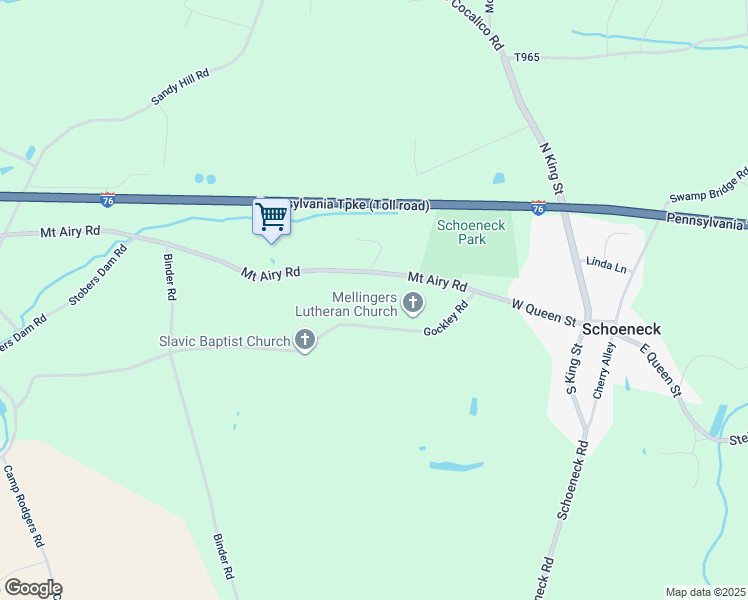 map of restaurants, bars, coffee shops, grocery stores, and more near 1235 Mount Airy Road in Stevens