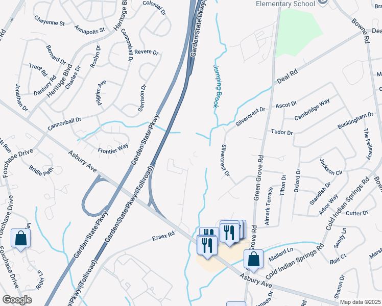 map of restaurants, bars, coffee shops, grocery stores, and more near 44 Pine Street in Tinton Falls