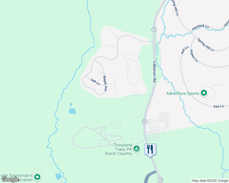 map of restaurants, bars, coffee shops, grocery stores, and more near 34 Aspen Drive in Manheim