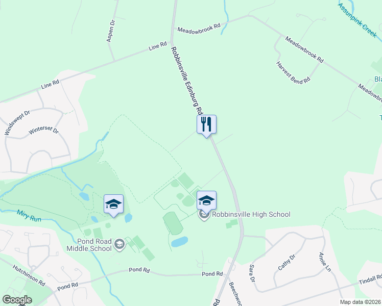 map of restaurants, bars, coffee shops, grocery stores, and more near 185 Robbinsville Edinburg Road in Trenton