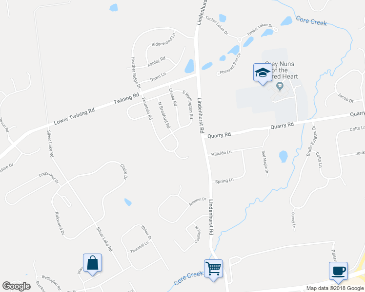 map of restaurants, bars, coffee shops, grocery stores, and more near 1245 Fountain Road in Newtown