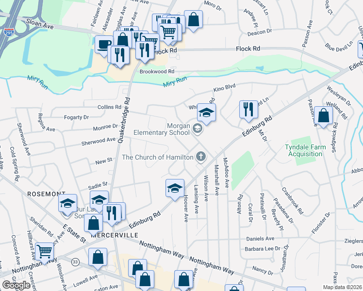 map of restaurants, bars, coffee shops, grocery stores, and more near 11 Delotto Drive in Hamilton Township