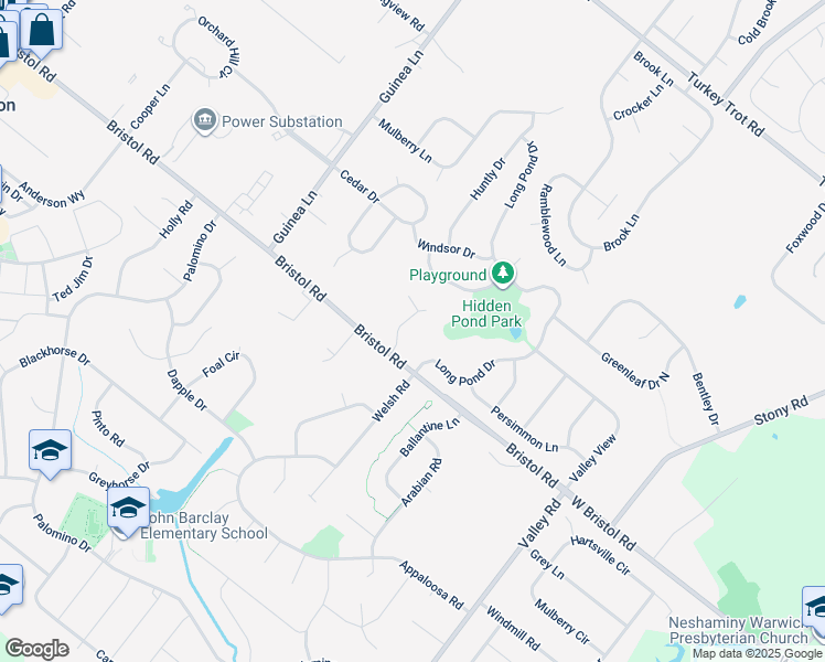 map of restaurants, bars, coffee shops, grocery stores, and more near 1405 Woodrose Manor Drive in Warrington