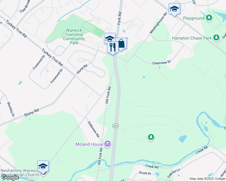 map of restaurants, bars, coffee shops, grocery stores, and more near 1851 Meetinghouse Road in Ivyland
