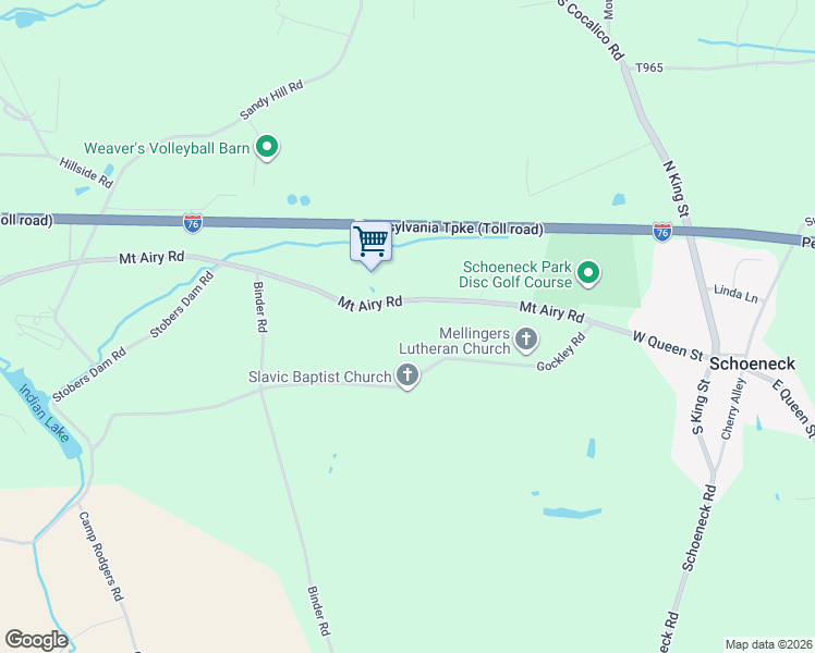 map of restaurants, bars, coffee shops, grocery stores, and more near 1195 Mount Airy Road in Stevens