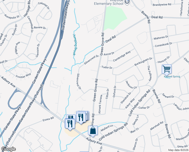 map of restaurants, bars, coffee shops, grocery stores, and more near 314 Green Grove Road in Monmouth County