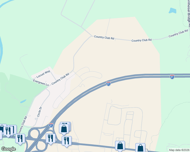 map of restaurants, bars, coffee shops, grocery stores, and more near 121 Country Club Road in Carlisle