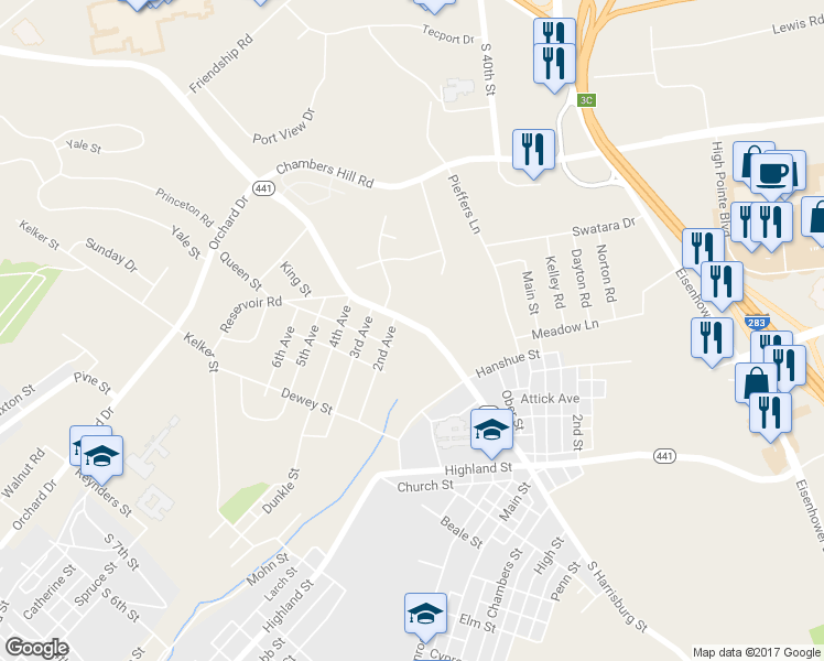 map of restaurants, bars, coffee shops, grocery stores, and more near in Oberlin