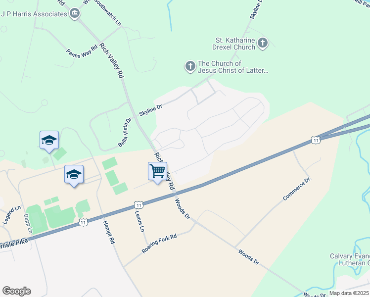 map of restaurants, bars, coffee shops, grocery stores, and more near 45 Simon Court in Mechanicsburg