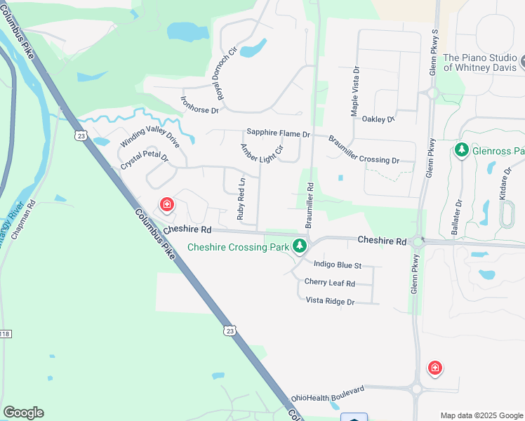 map of restaurants, bars, coffee shops, grocery stores, and more near 165 Cheshire Crossing Drive in Delaware