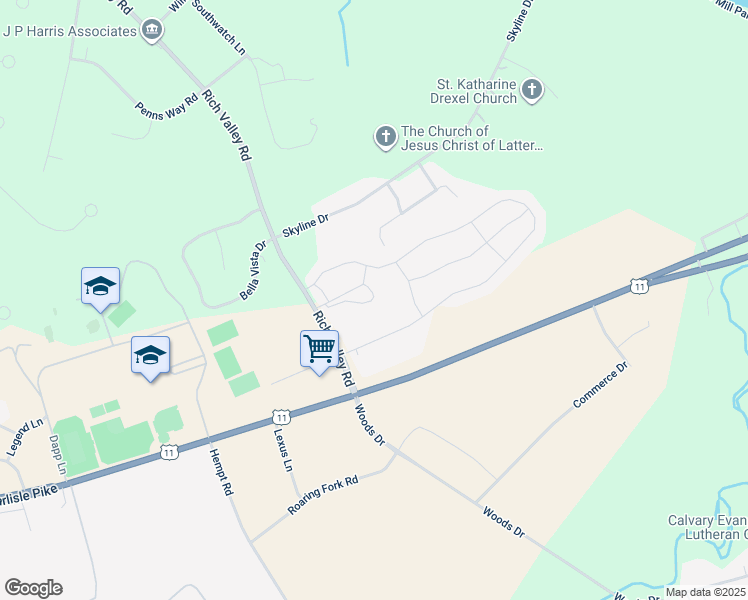 map of restaurants, bars, coffee shops, grocery stores, and more near 45 Simon Court in Mechanicsburg