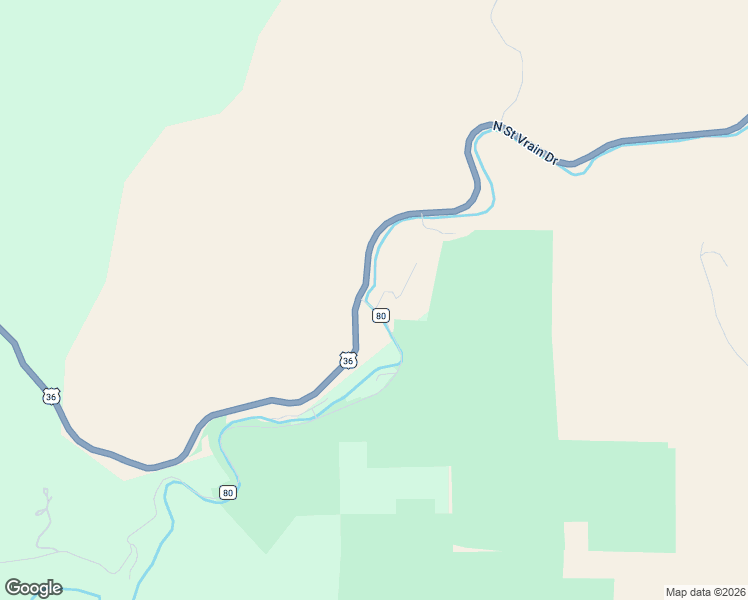 map of restaurants, bars, coffee shops, grocery stores, and more near 16458 North Saint Vrain Drive in Lyons